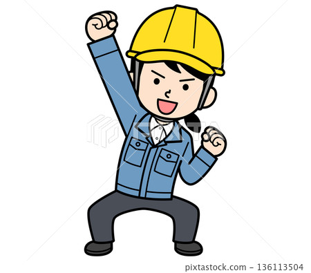 A female site supervisor wearing a motivated helmet 136113504