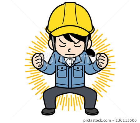 A female site supervisor wearing a helmet that gathers power A female site supervisor wearing a helmet that gathers power 136113506