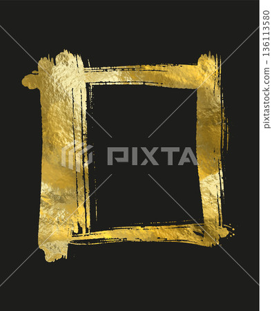 Golden vector Brush Frame on Black Background Golden vector Brush Frame on Black Background 136113580