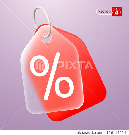Price Tag With Percentage Sign And Glassmorphism Effect 136113624