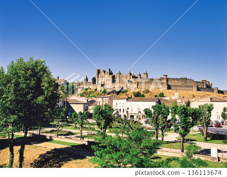 Spectacular views of the fortified city of Carcassonne Spectacular views of the fortified city of Carcassonne 136113674