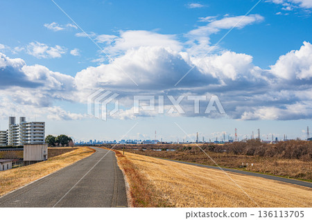 View from the left bank of the Yodo River, Hirakata City 136113705