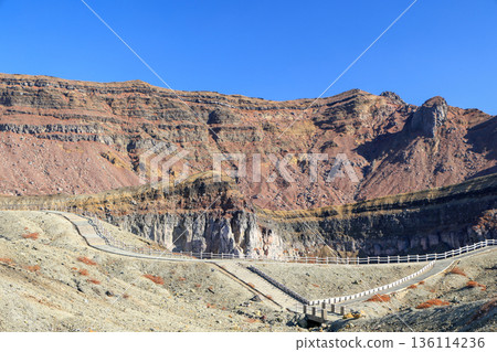 Mount Aso - Asonakadake crater emitting smoke 136114236