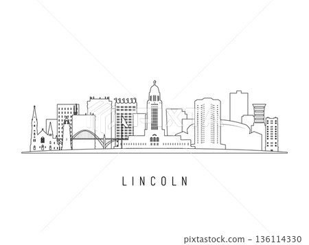 Detailed Lincoln skyline vector illustration. Detailed Lincoln skyline vector illustration. 136114330