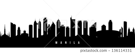 Vector silhouette illustration of Manila city urban skyline. Vector silhouette illustration of Manila city urban skyline. 136114331