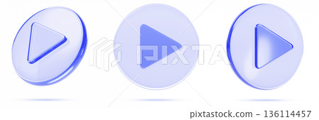 3d blue liquid glass play button set, translucent circle frame with triangle render. Glassmorphism ui element for start playing of video, audio or multimedia. Music and movies badge. 3D illustration 3d blue liquid glass play button set, translucent circle frame with triangle render. Glassmorphism ui element for start playing of video, audio or multimedia. Music and movies badge. 3D illustration 136114457