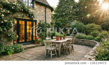 Rustic Patio Flowers 136114473