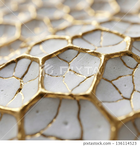White Hexagons With Gold Lines White Hexagons With Gold Lines 136114523