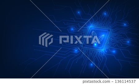 Green Technology Background with Leaf Microchip and Digital Circuit, AI for Sustainable Concept, Net Zero Emission Innovation, Eco-Friendly Artificial Intelligence, Energy and Environmental Technology 136114537