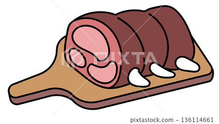 木板上的牛排骨 136114661