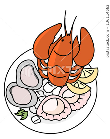 Lobster and seafood platter 136114662