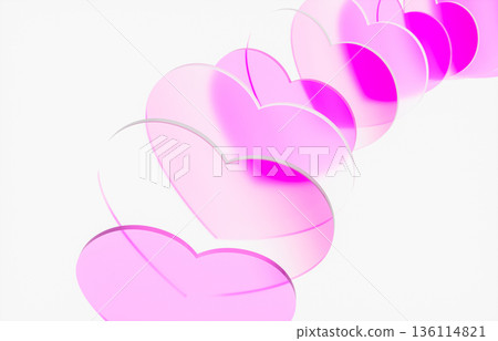 Abstract pink glass hearts background with minimal copy space. 3d rendering Abstract pink glass hearts background with minimal copy space. 3d rendering 136114821