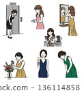 Illustration set of women in dresses serving at cabaret clubs and parties Illustration set of women in dresses serving at cabaret clubs and parties 136114858