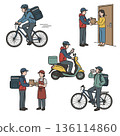 Food delivery worker and service user illustration set Food delivery worker and service user illustration set 136114860