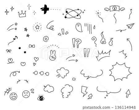 Hand drawn emotion expression icon set 136114948