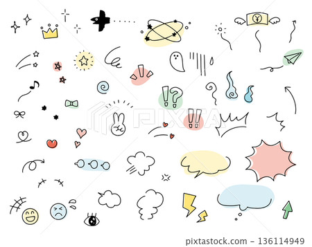 Hand drawn emotion expression icon set 136114949