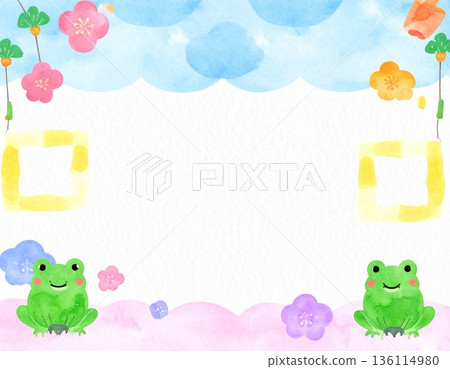 可愛的青蛙框架 136114980