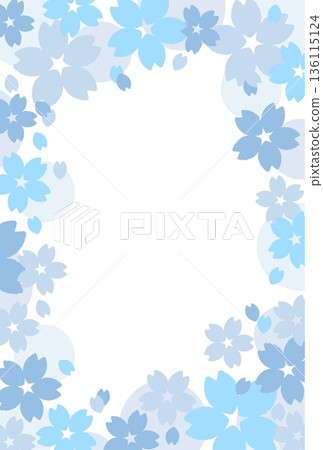 可愛的櫻花日式相框裝飾材質方形明信片藍色 可愛的櫻花日式相框裝飾材質方形明信片藍色 136115124