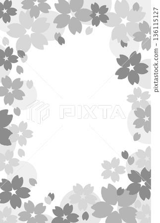 Cute cherry blossom Japanese style frame decorative material square postcard card monochrome 136115127