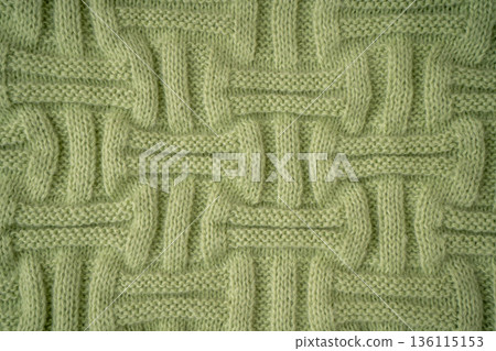 Basketweave Knit Fabric woolen sweater texture background 136115153
