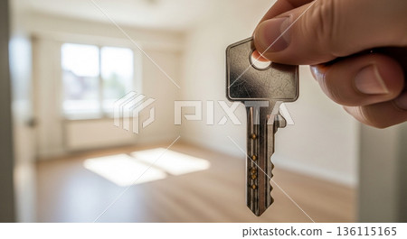 An empty room and a key, the entrance to a new life 136115165