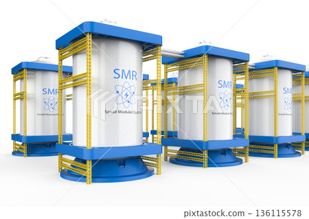 Smr or small modular nuclear reactors power plant isolated 136115578