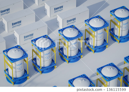 Smr or small modular nuclear reactors with energy storage system 136115599