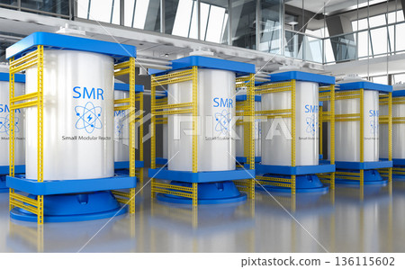 Group of smr or small modular nuclear reactors power plant Group of smr or small modular nuclear reactors power plant 136115602