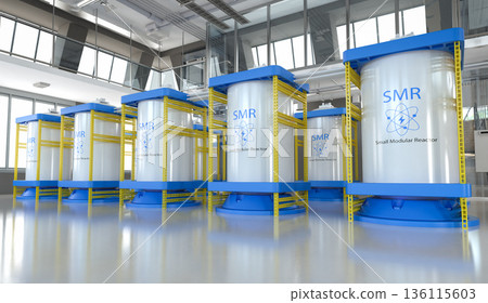 Group of smr or small modular nuclear reactors power plant 136115603
