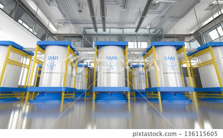 Group of smr or small modular nuclear reactors power plant Group of smr or small modular nuclear reactors power plant 136115605