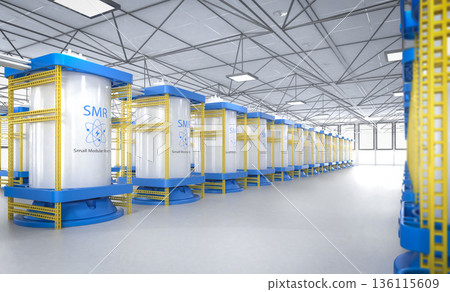 Group of smr or small modular nuclear reactors power plant Group of smr or small modular nuclear reactors power plant 136115609