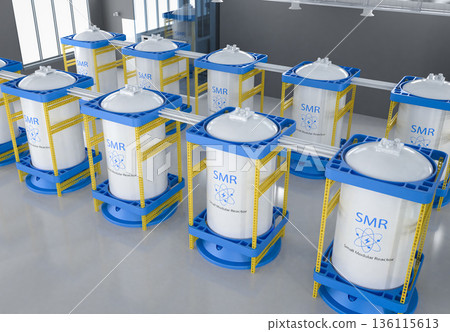 Group of smr or small modular nuclear reactors power plant Group of smr or small modular nuclear reactors power plant 136115613