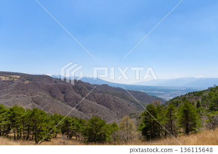 A view from the Venus Line running through Kurumayama Plateau in Nagano Prefecture A view from the Venus Line running through Kurumayama Plateau in Nagano Prefecture 136115648