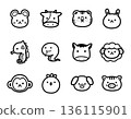 Hand drawn cute zodiac icon set 136115901