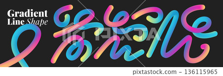Abstract wavy ribbons in rainbow gradient colors create dynamic flowing shapes perfect for modern graphic design projects and vibrant digital presentations. Abstract wavy ribbons in rainbow gradient colors create dynamic flowing shapes perfect for modern graphic design projects and vibrant digital presentations. 136115965