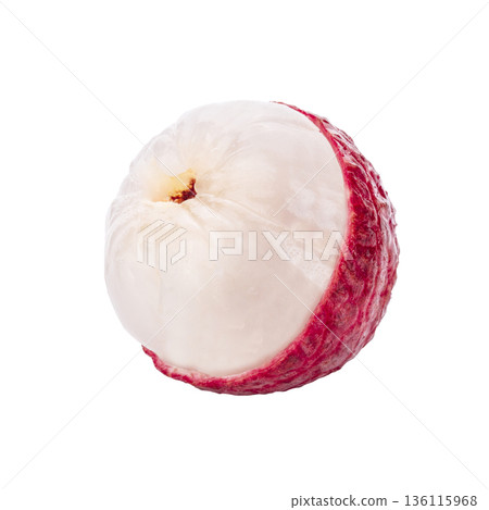 Fresh lychees and leaves isolated on a white background 136115968