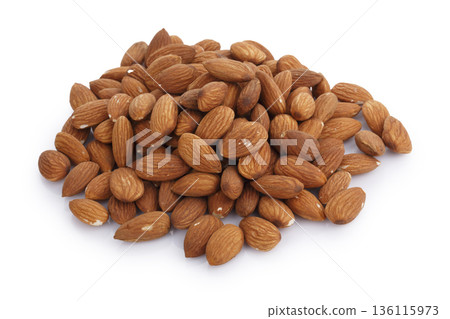 Almonds isolated on a white background 136115973