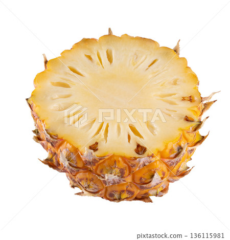 Split Pineapple Fruit isolated on a white background. Split Pineapple Fruit isolated on a white background. 136115981