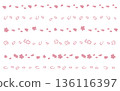 Pink hand-drawn cherry blossom petal pattern 136116397