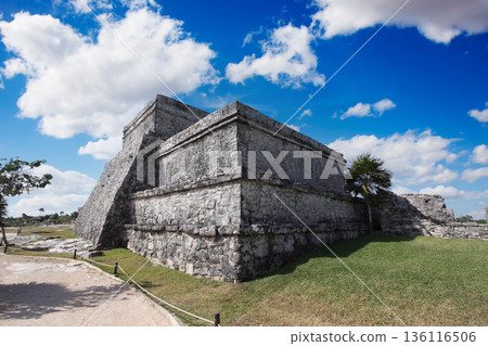 mayan pyramid in Tulum ruins, Yucatan, Mexico 136116506