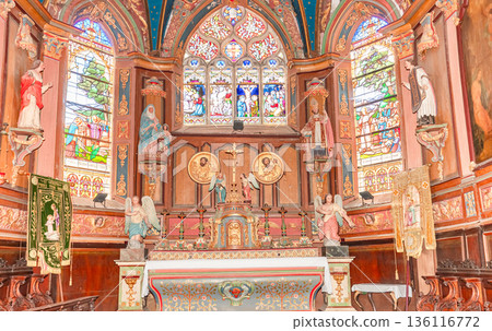 Parish close church of Le Faou saint-sauveur, finistere, brittany, france 136116772