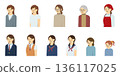 Flat illustration: Upper body set of women of various ages 136117025