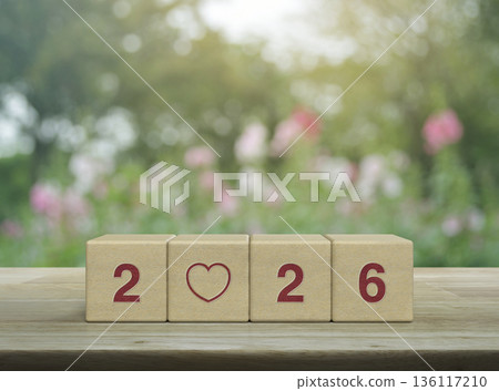 Happy new year and Valentines day 2026 concept Happy new year and Valentines day 2026 concept 136117210