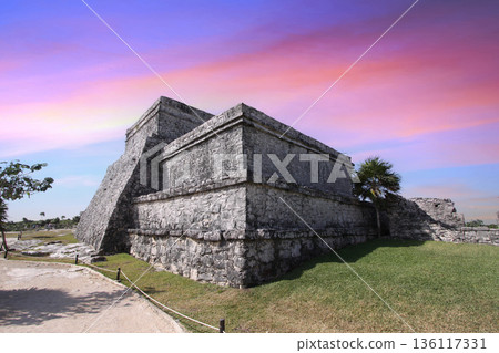 mayan pyramid in Tulum ruins, Yucatan, Mexico 136117331