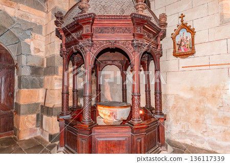 Parish close church of Le Faou saint-sauveur, finistere, brittany, france 136117339