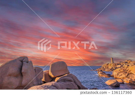 Ploumanac'h pink granite coast, cotes-d'armor, brittany, france Ploumanac'h pink granite coast, cotes-d'armor, brittany, france 136117360