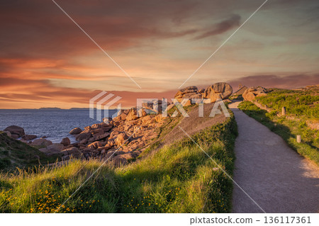 Ploumanac'h pink granite coast, cotes-d'armor, brittany, france 136117361