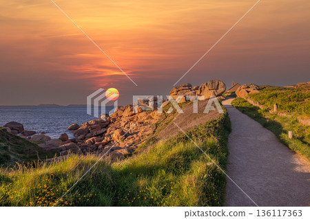 Ploumanac'h pink granite coast, cotes-d'armor, brittany, france 136117363