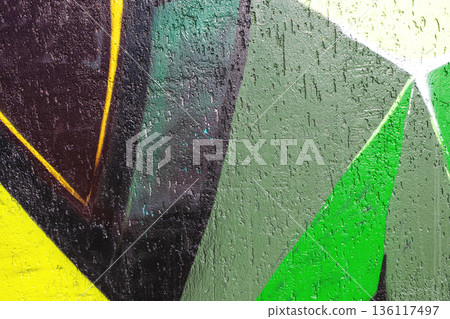 Abstract Geometric Graffiti with Yellow, Black, Green Shades for Urban 90s Street Art Style Abstract Geometric Graffiti with Yellow, Black, Green Shades for Urban 90s Street Art Style 136117497