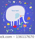 Greeting card for kids with elephant 136117670